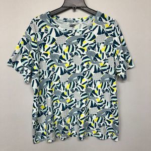 Lands' End Women T-Shirt Tee Top Shirt Size 1X All Over Print B191 -1